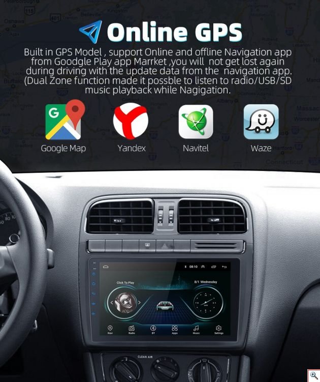 Ηχοσύστημα αυτοκινήτου 2DIN - 9'' - Android - 000154
