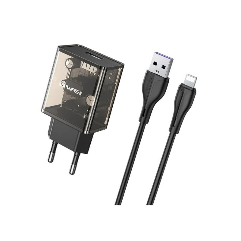 005067-2 Αντάπτορας φόρτισης με καλώδιο Lightning - C9L - Fast Charge - 2.4A - AWEI - 005678