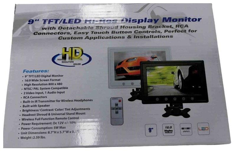 Οθόνη - Monitor αυτοκινήτου - 9'' - 12V - 011226