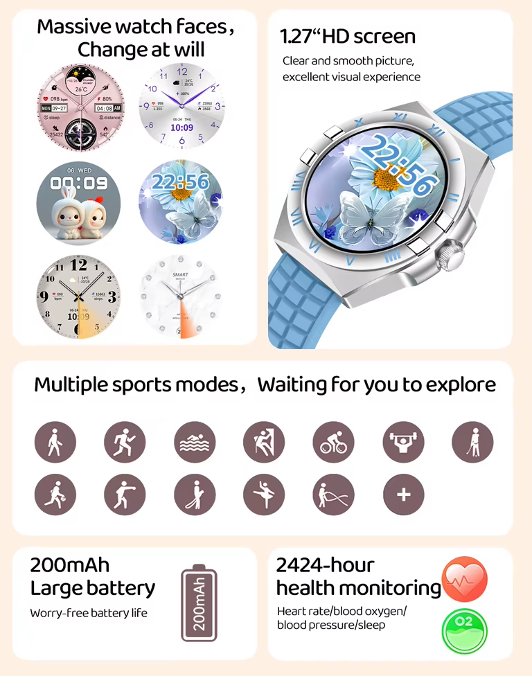 Σετ Smartwatch με 3 λουράκια - LG80 Mini - 065066 - White