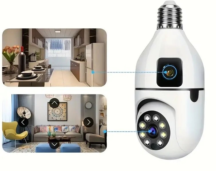 080021-1 Κάμερα ασφαλείας IP - Dual - Lamp E27 - 080021