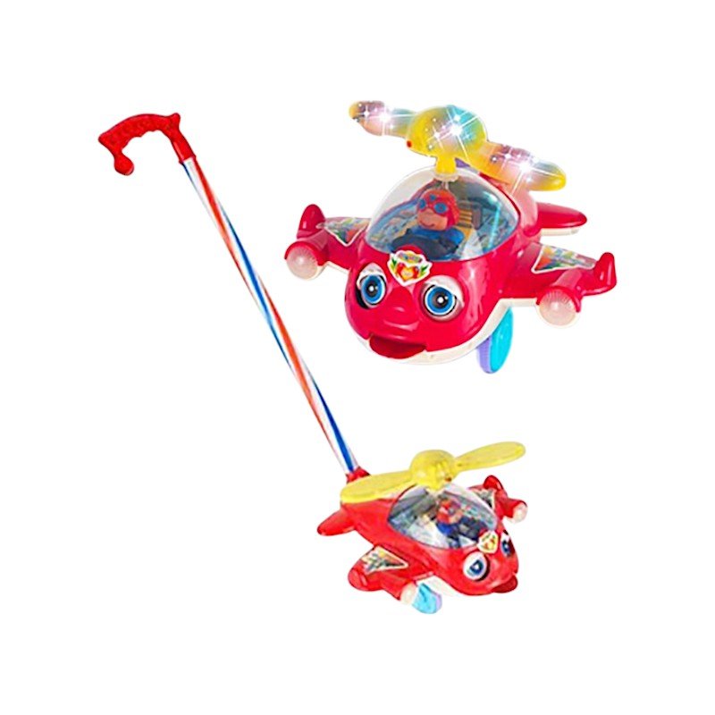 117276-3 Συρόμενο παιχνίδι Αεροπλανάκι με φωτισμό - 701 - 117276 - Red