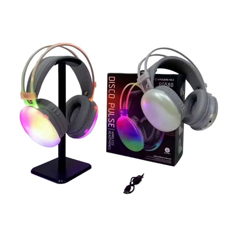 212058 Ασύρματα ακουστικά Bluetooth LED - Headphones - PG580 - RGB - 212058 - White
