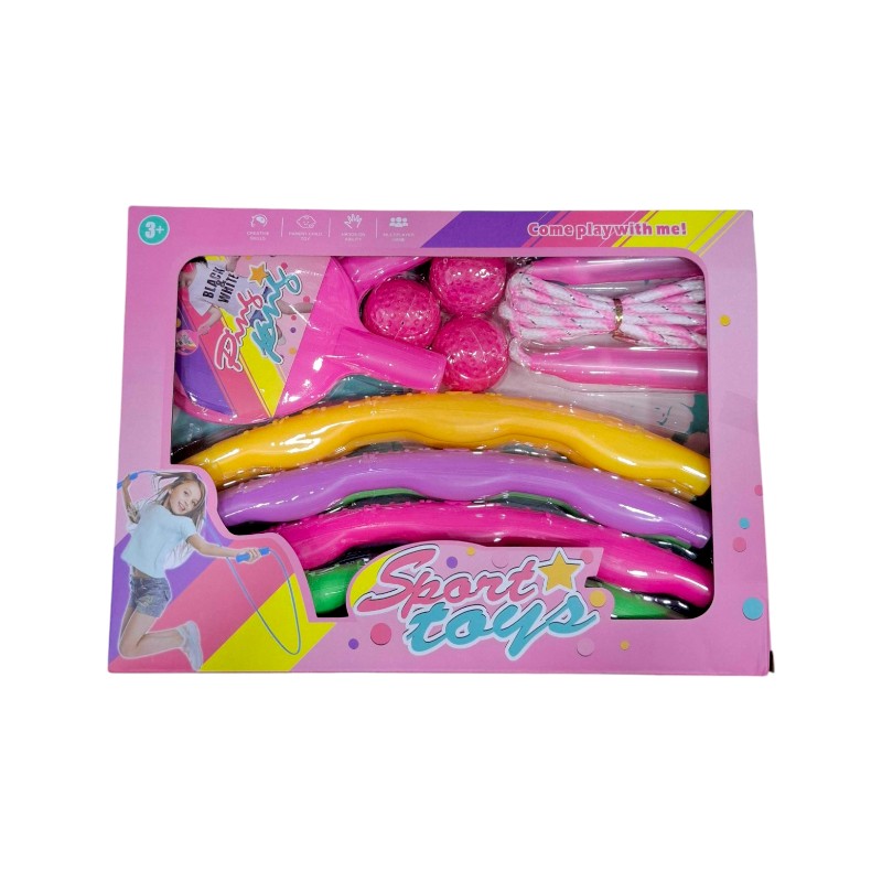 215579-2 Παιδικό σετ άθλησης - Ping Pong - Σχοινάκι - Hula Hoop - 215579 - Pink