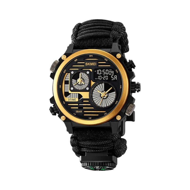 Ψηφιακό/αναλογικό ρολόι χειρός - Skmei - 2202 - Gold/Black Rope