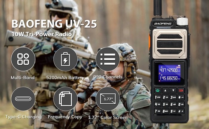 Φορητός πομποδέκτης UHF/VHF - UV25 - Baofeng - 402253 - Black