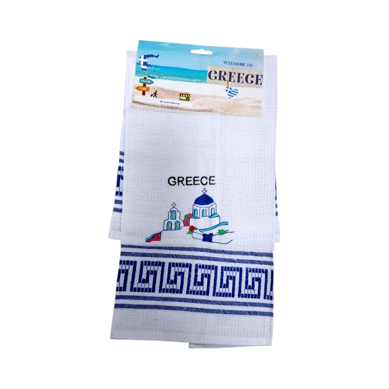 Πετσέτα ποτηρόπανο Souvenir με κέντημα - Σετ 12pcs - Greece - 416020