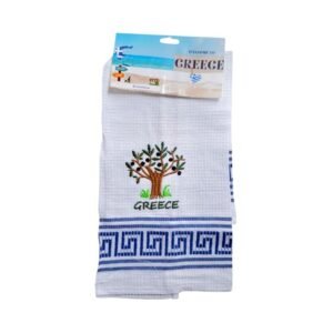 Πετσέτα ποτηρόπανο Souvenir με κέντημα - Σετ 12pcs - Greece - 416235