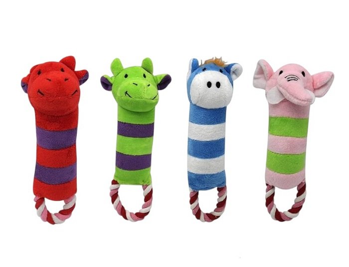 Λούτρινο παιχνίδι σκύλου ζωάκι με σχοινί - 24x7cm - 550735