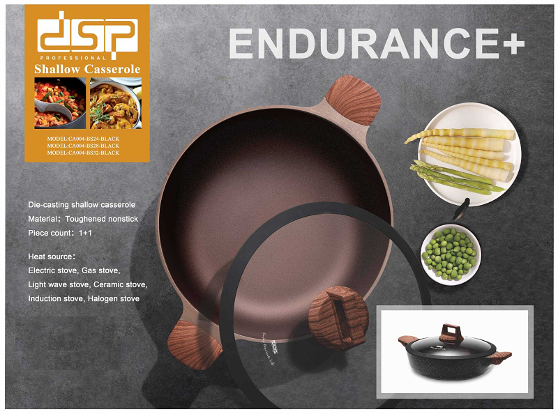 563769-1 Ρηχή κατσαρόλα αντικολλητική με καπάκι - 2.7L - CA004-BS24-Black - DSP - 563769