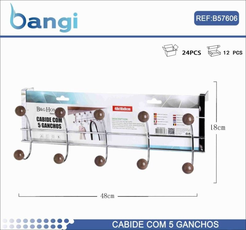 Μεταλλική κρεμάστρα πόρτας 5 θέσεων - 57606