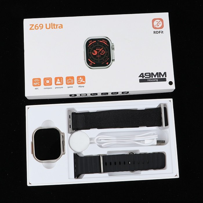 687996-5 Σετ Smartwatch με 2 λουράκια - Z69 Ultra - 687996 - Black