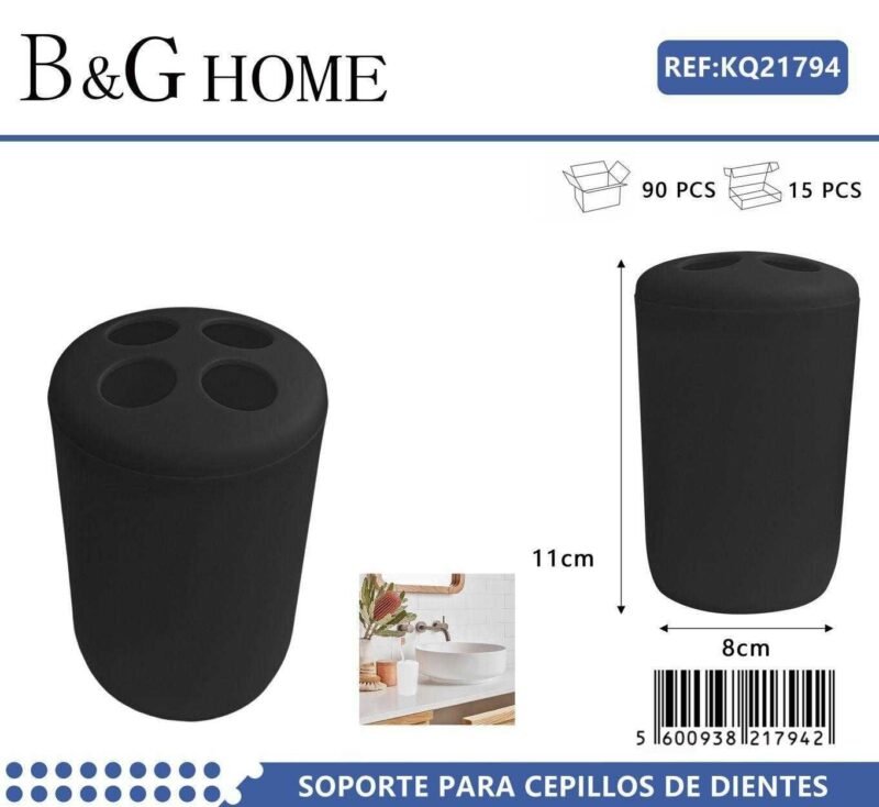 Θήκες οδοντόβουρτσας πλαστικές σε σετ 5Χ - Black - 21794