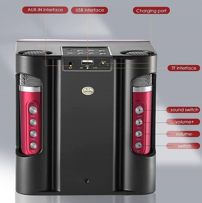 Ασύρματο ηχείο Bluetooth με 2 μικρόφωνα Karaoke - YS-207 - 887196 - Black