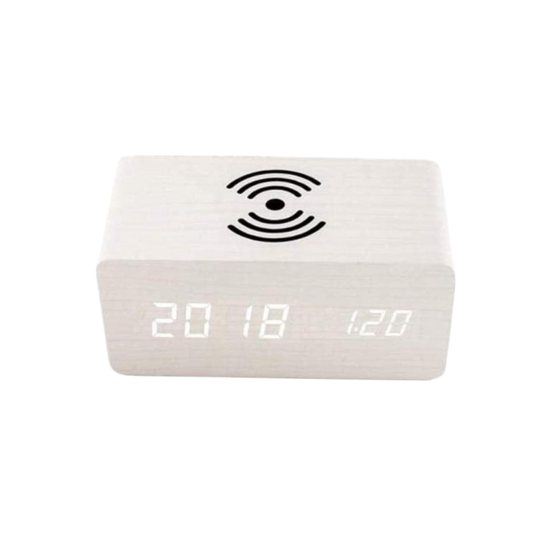 909467-4 Ψηφιακό ρολόι - Ξυπνητήρι με βάση ασύρματης φόρτισης smartphone - ET025-MINI - 909467 - White