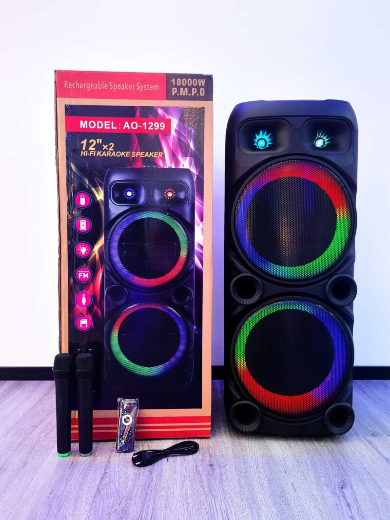 Φορητό ηχείο subwoofer με 2 μικρόφωνα Karaoke - AO-1299 - 801148