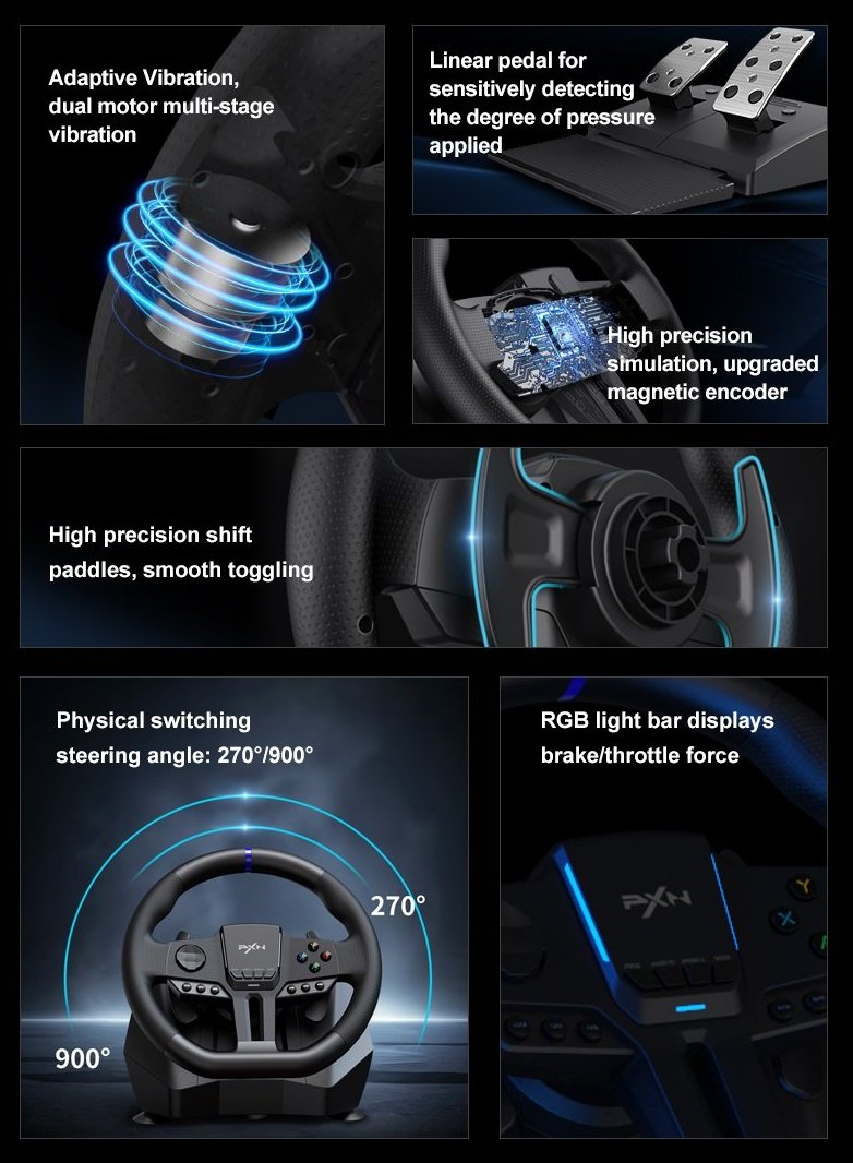 Σετ τιμονιέρα gaming με πετάλια - PXN-V900 - 900999
