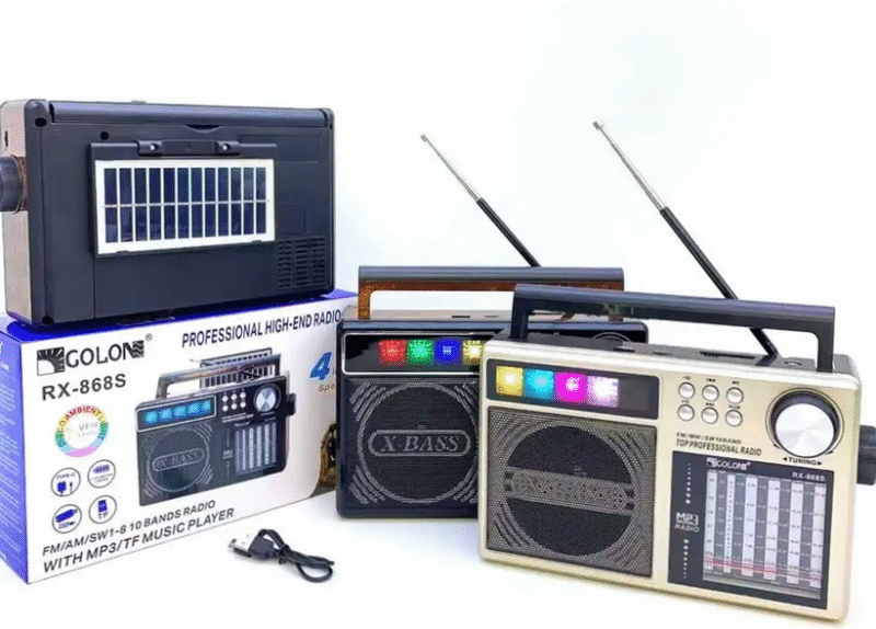 020016-1 Επαναφορτιζόμενο ραδιόφωνο με ηλιακό πάνελ - RX-868S - 020016 - Black