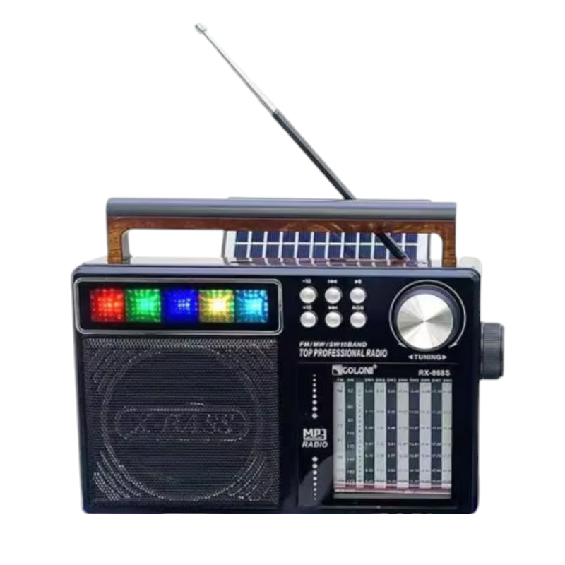 020016-3 Επαναφορτιζόμενο ραδιόφωνο με ηλιακό πάνελ - RX-868S - 020016 - Black