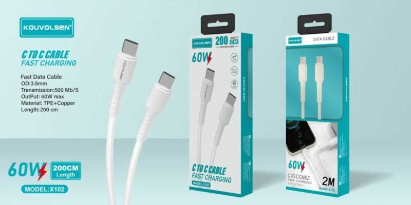 Καλώδιο φόρτισης & data - USB Type-C σε Type-C - Fast Charge - X102 - 2m - 60W - 632409