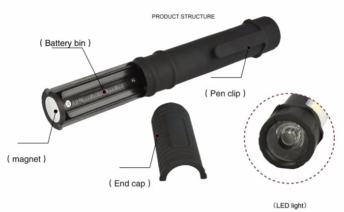 219095-2 Φακός μπαταρίας LED Mini - Ράβδος - 909A - 219095 - Black