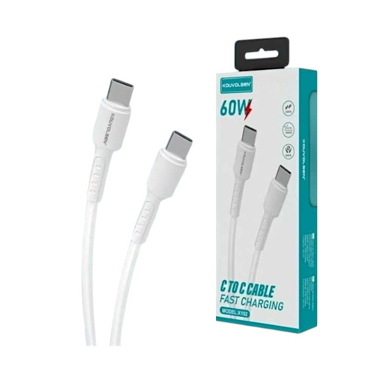 Καλώδιο φόρτισης & data - USB Type-C σε Type-C - Fast Charge - X102 - 1m - 60W - 523004
