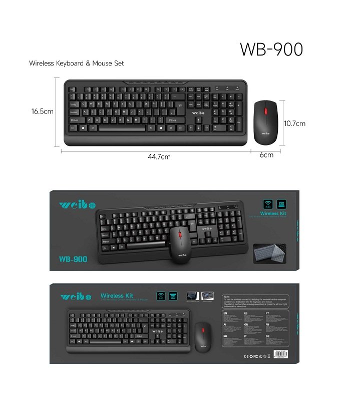 651381-1 Σετ ασύρματο πληκτρολόγιο & ποντίκι - WB-900 - Weibo - 651381