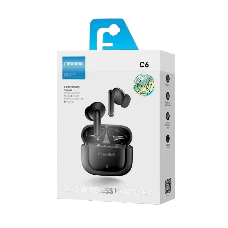 701458 Ασύρματα ακουστικά Bluetooth με θήκη φόρτισης - C6 - Fineblue - 701458