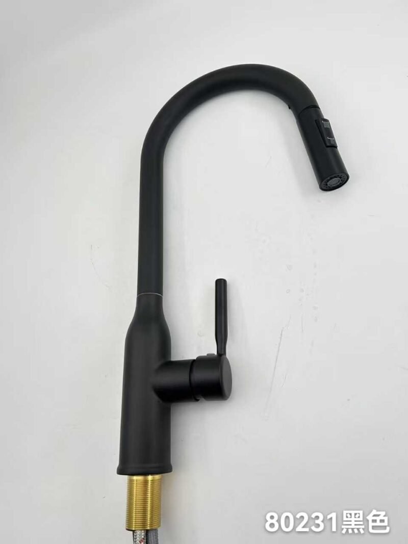 Μπαταρία βρύσης κουζίνας με επεκτεινόμενη κεφαλή - Black - 802318