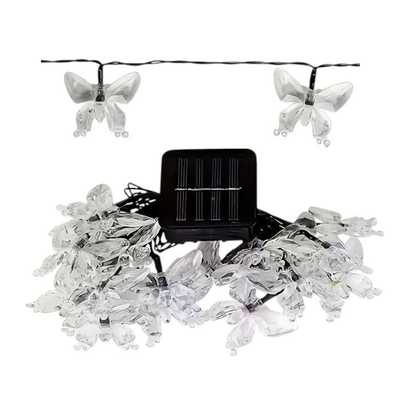 152837-2 Ηλιακή γιρλάντα φωτισμού LED - Πεταλούδα - 5m+1m - 20D - 152837 - Warm White