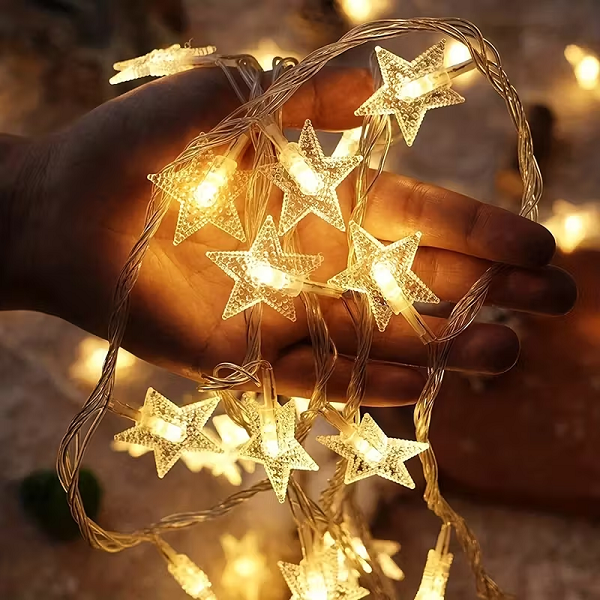 152851 Ηλιακή γιρλάντα φωτισμού LED - Αστέρι - 5m+1m - 20D - 152851 - Warm White