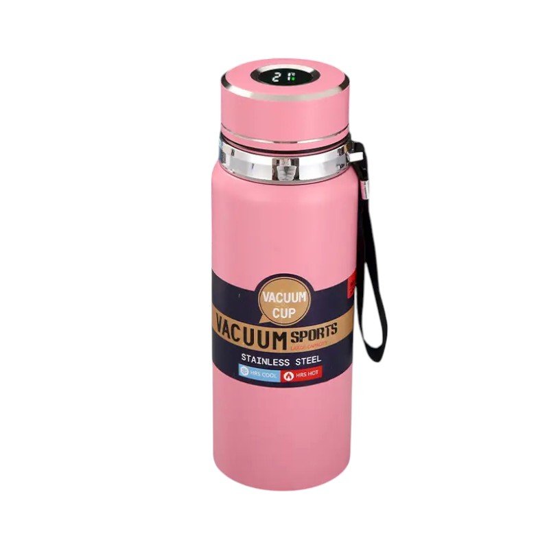 168441-1 Φορητό παγούρι-θερμός με ψηφιακό θερμόμετρο - 600ml - 168440 - Pink