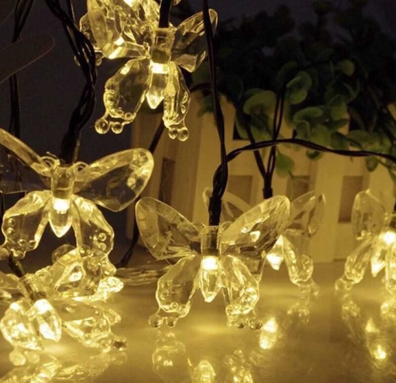 22c9bd46e7155f92b23fb2216c52c64f Ηλιακή γιρλάντα φωτισμού LED - Πεταλούδα - 5m+1m - 20D - 152837 - Warm White