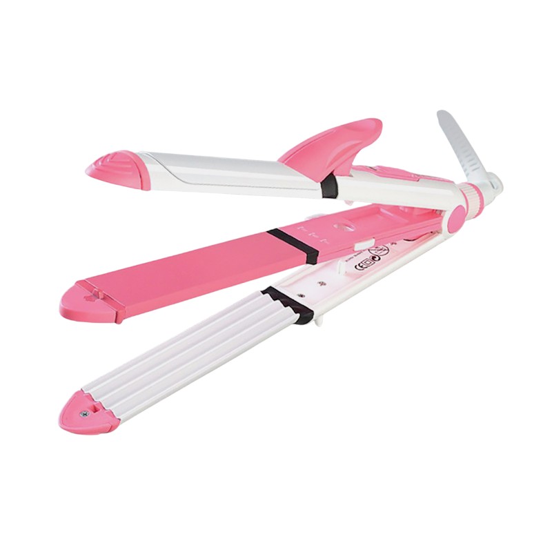 312135-1 Ισιωτική μαλλιών - 3in1 - KM-1213 - Multistyler - Kemei - Pink/White