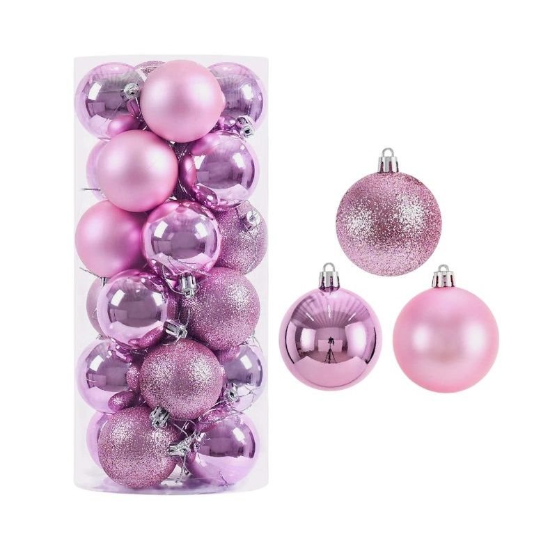326017_PINK Σετ Χριστουγεννιάτικες μπάλες - 10cm - 20pcs - 326017 - Pink