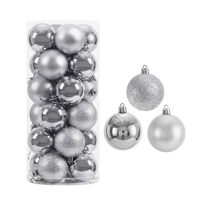 Σετ Χριστουγεννιάτικες μπάλες - 10cm - 20pcs - 326017 - Silver