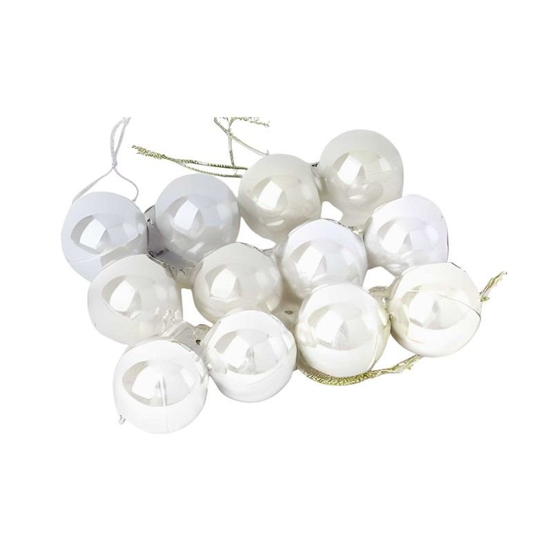Σετ Χριστουγεννιάτικες μπάλες - 8cm - 12pcs - 326048 - White