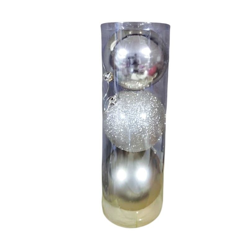 326123_SILVER Σετ Χριστουγεννιάτικες μπάλες - 12cm - 3pcs - 326123 - Silver