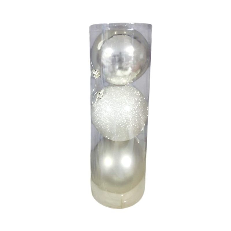 326130_WHITE-326123 Σετ Χριστουγεννιάτικες μπάλες - 15cm - 3pcs - 326130 - White