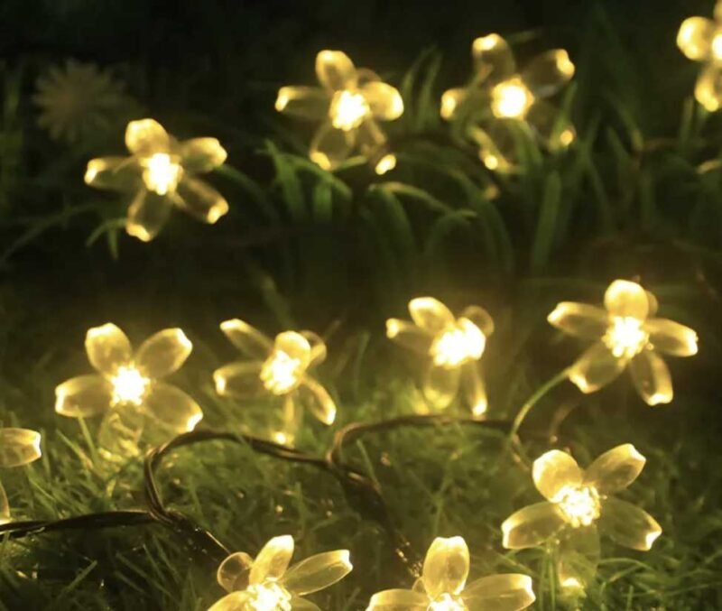 3551d9c2493021da7644e54463795aa3 Ηλιακή γιρλάντα φωτισμού LED - Λουλούδι - 5m+1m - 20D - 152899 - Warm White