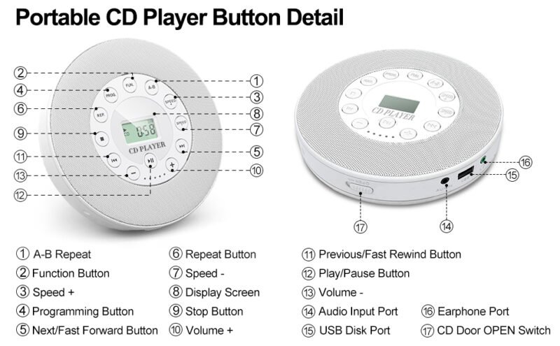 Φορητό επαναφορτιζόμενο CD Player - CDP-3031 - 718105 - Black