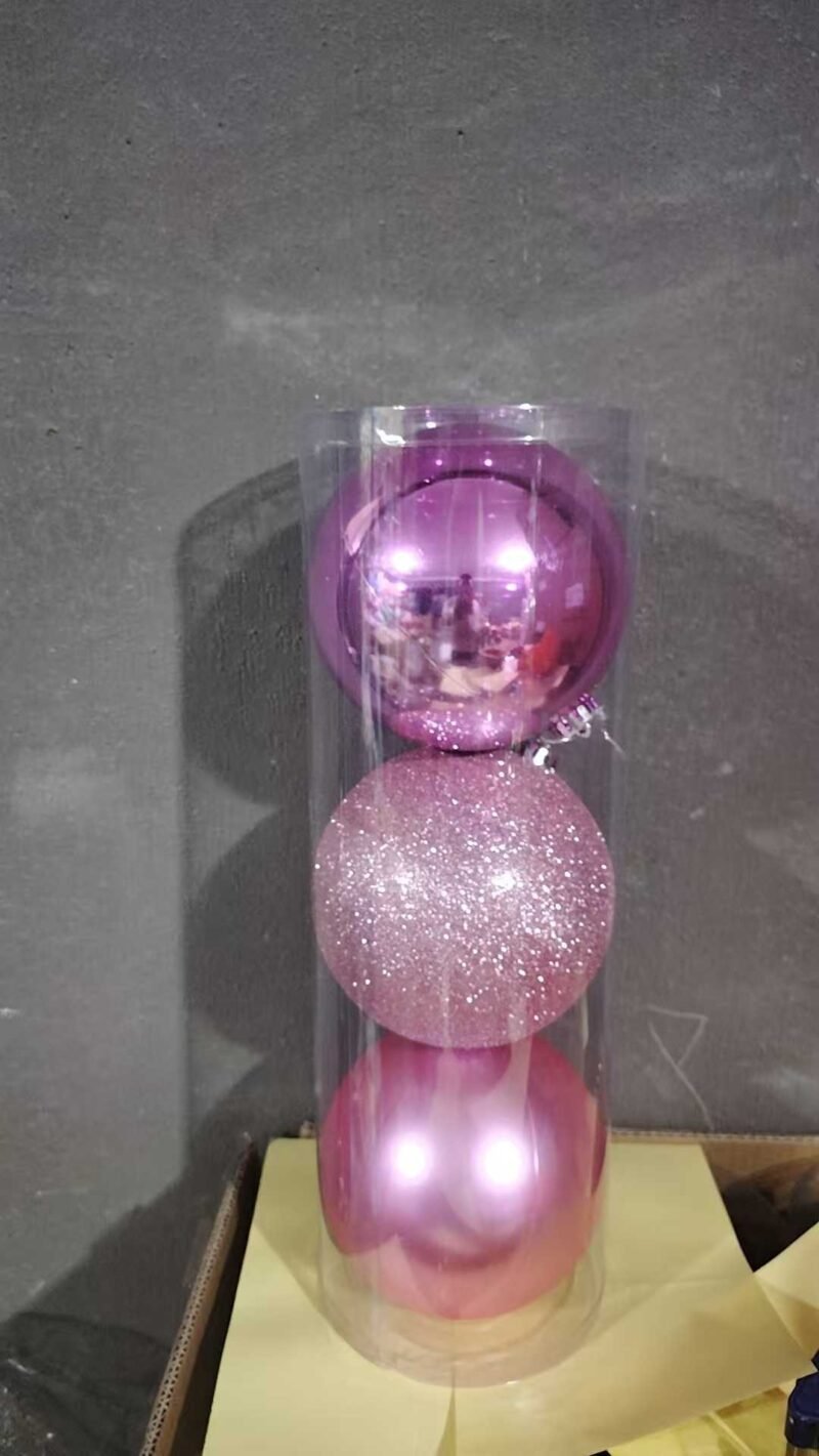 Σετ Χριστουγεννιάτικες μπάλες - 12cm - 3pcs - 326123 - Pink