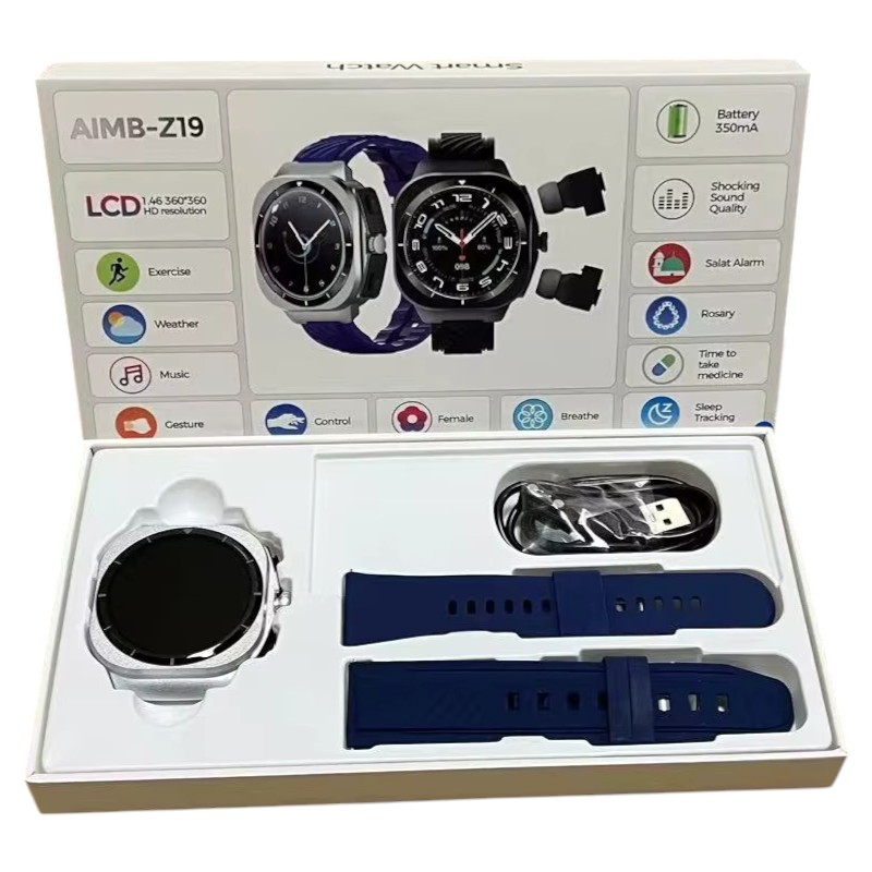065578-7 Σετ Smartwatch με ασύρματα ακουστικά Bluetooth - AIMB-Z19 - 065578 - Blue