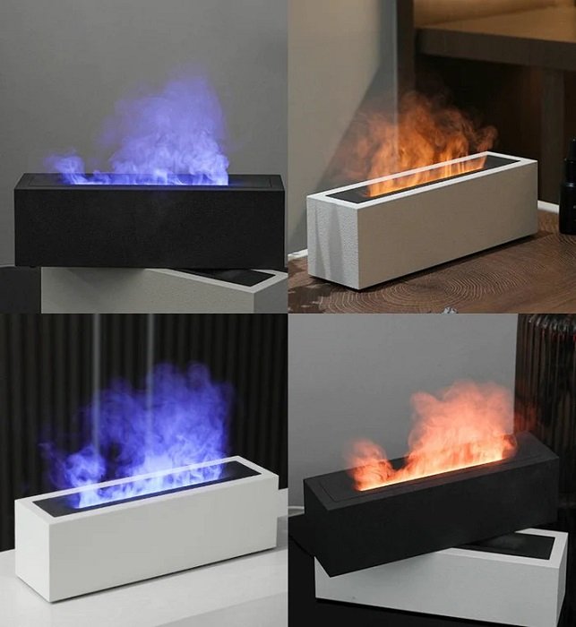 Υγραντήρας χώρου με εφέ φλόγας - 221316 - White