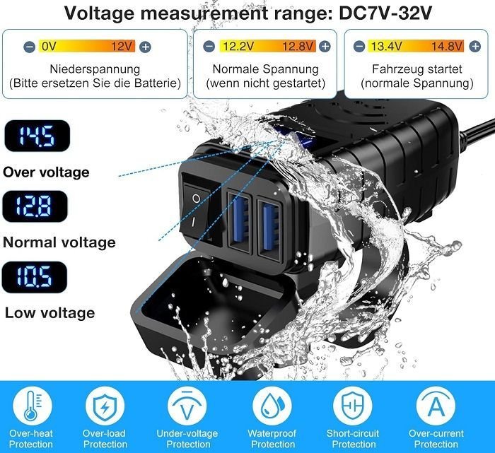 330001-2 Αντάπτορας φόρτισης μοτοσυκλέτας USB - MQ3103 - 330001