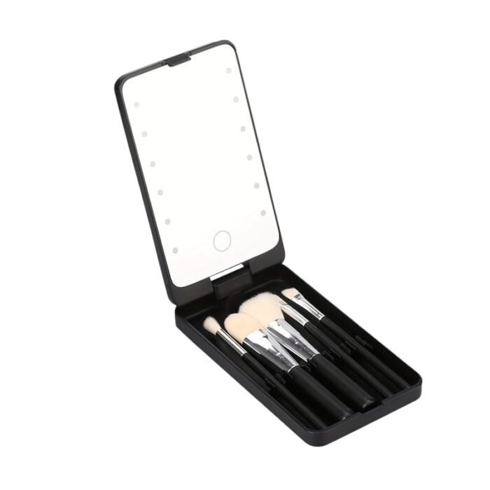Καθρέπτης μακιγιάζ LED κασετίνα με σετ πινέλων - XR-6601 - 566016 - Black