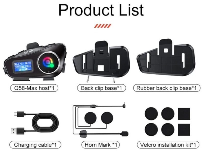 Ασύρματη ενδοεπικοινωνία κράνους μοτοσυκλέτας - Bluetooth - Q58-MAX - 811658