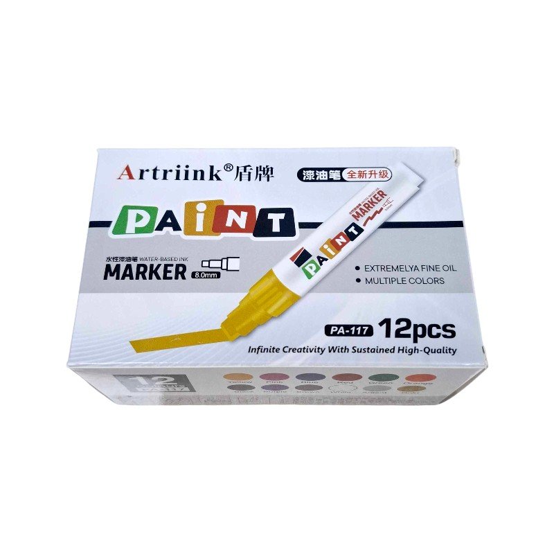 white-1 Σετ ανεξίτηλοι μαρκαδόροι βαφής - 8mm - 12pcs - 1770506 - 170828 - Yellow