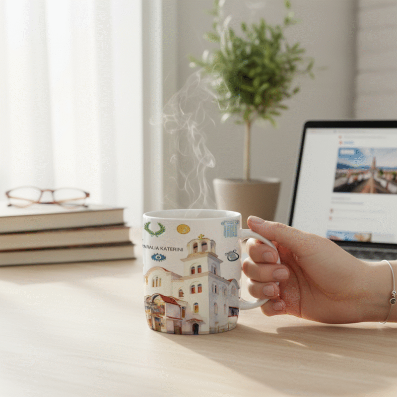 Σετ κεραμική κούπα Souvenir με κουτάλι - Paralia - 241123