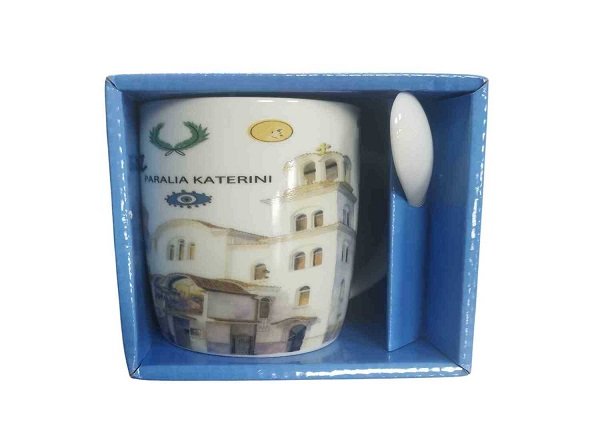 Σετ κεραμική κούπα Souvenir με κουτάλι - Paralia - 241123